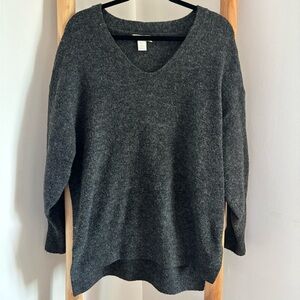 H&M Charcoal V-Neck Sweater for Women